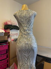 Crystal Beading Spaghetti Sequined Lace Prom Dress