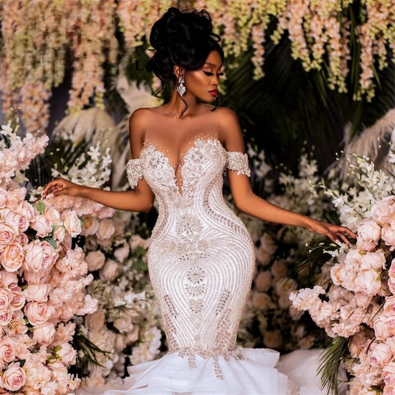 Exquisite Crystal Beading Sexy Mermaid Wedding Dress