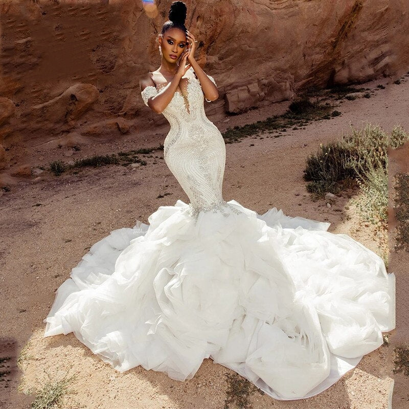 Exquisite Crystal Beading Sexy Mermaid Wedding Dress