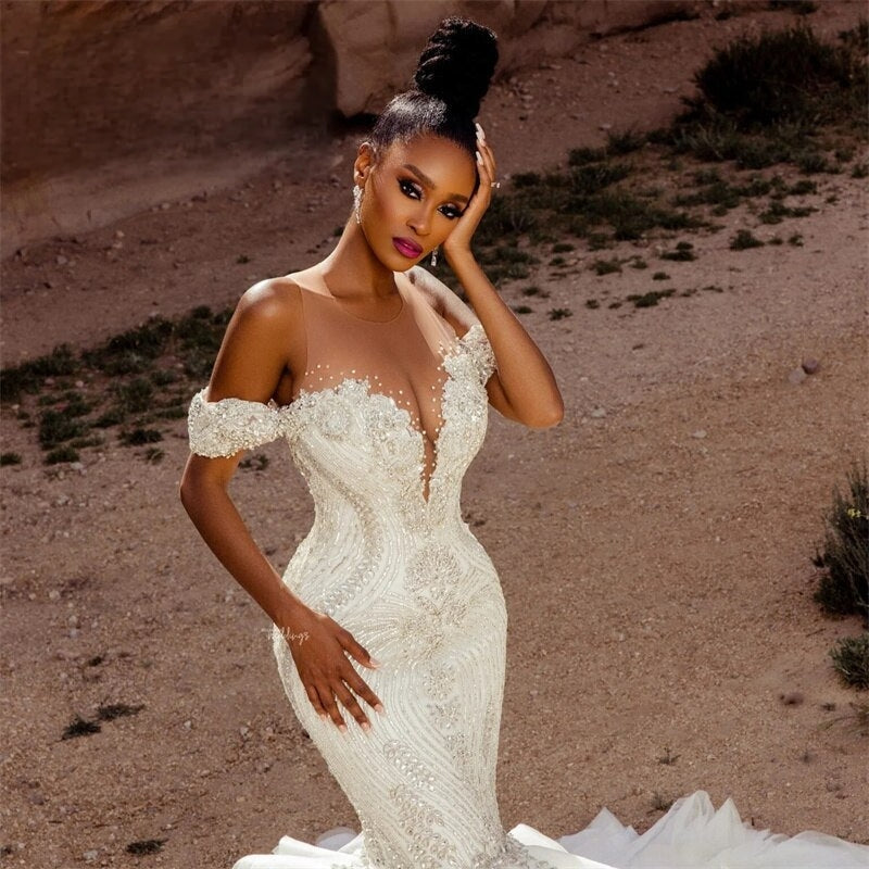 Exquisite Crystal Beading Sexy Mermaid Wedding Dress