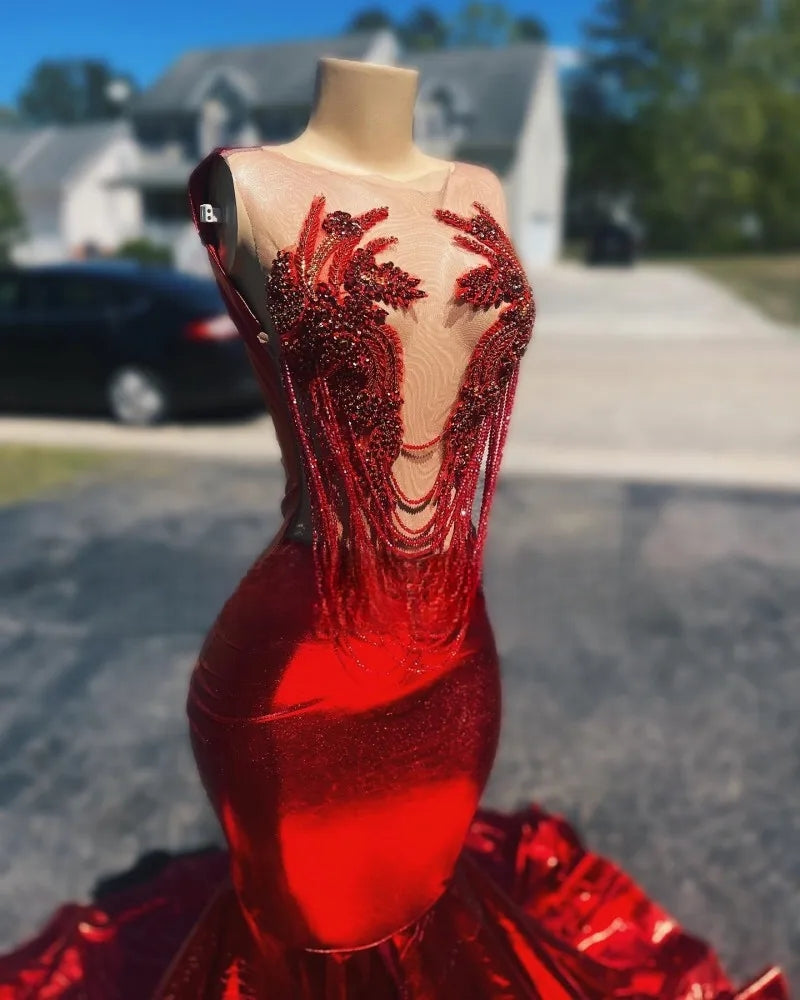 Elegant Wine-Red Prom Dress
