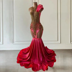 Elegant Gold Diamond Prom Dress